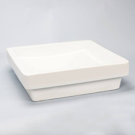 Semi-mounted white ceramic square vasque Temps Rue du Bain