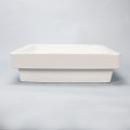 Semi-mounted white ceramic square vasque Temps Rue du Bain
