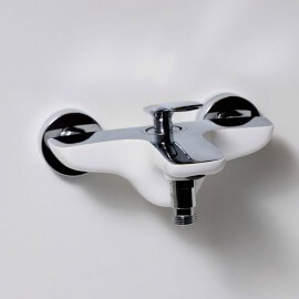 Robinet Mitigeur  de Baignoire Mural Chromé/Blanc Concep't | Rue du Bain 2