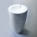 Lavabo Totem Rond - 50x83 cm - Céramique blanc - Ove | Rue du Bain