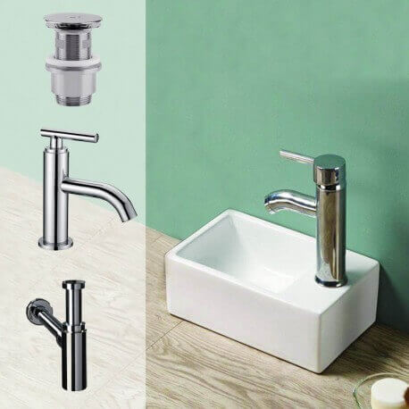 Empaquetado de lavamanos Essento + Grifo Puro