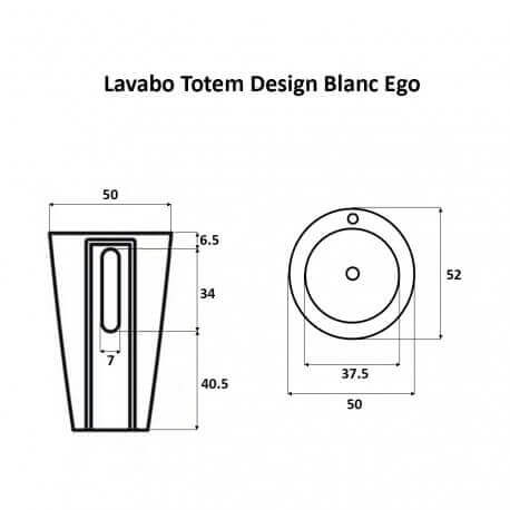  Lavabo Totem Cerámica redonda Ego blanco