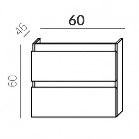 Armadio bagno 2 cassetti + lavabo e specchio Led, 60x46 cm, Antracite, Mia