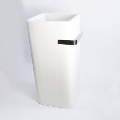 Lave Main Totem Carré Céramique avec porte serviette Alto | Rue du Bain