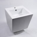 Lavabo quadrato totem appeso ceramica bianca Vita