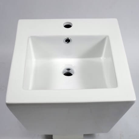 Lavabo totem carré suspendu céramique blanc Life | Rue du Bain
