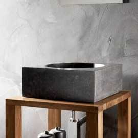 Cuadrado jarrón negro piedra natural Focus