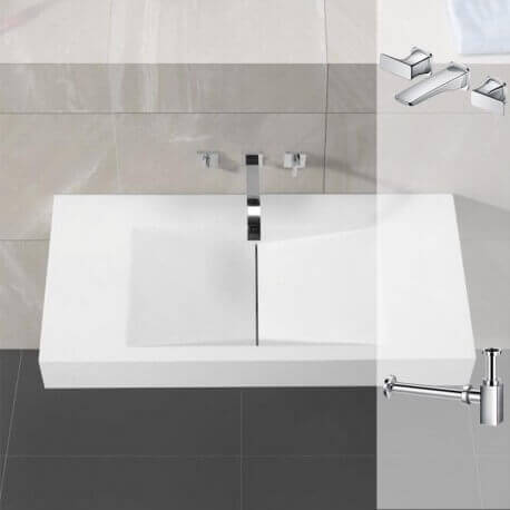 Pack Washbasin suspendiert Grafik + Wasserhahn Concepst