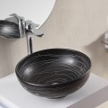 Vaso rotondo di posa - Nero scanalato ceramica bianca - 41 cm – scuro