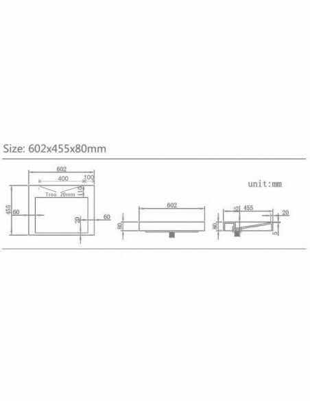 Lavabo Suspendido Patrón Rectangular Blanco - 60x45 cm - Composite - Soft