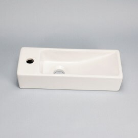 Lave main Rectangulaire Gain de place Gauche - Céramique Blanc - 38x15 cm - Minimalist