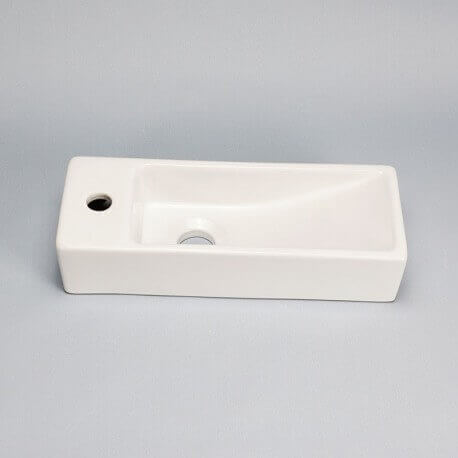Lave main Rectangulaire Gain de place Gauche - Céramique Blanc - 38x15 cm - Minimalist