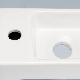 Lave main Rectangulaire Gain de place Gauche - Céramique Blanc - 38x15 cm - Minimalist