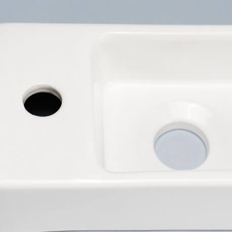 Lave main Rectangulaire Gain de place Gauche - Céramique Blanc - 38x15 cm - Minimalist
