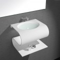 Washbasin Suspended Design - Solid Surface White Mat - 70x55 cm - Slide