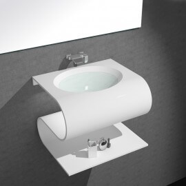 Washbasin Diseño sostenido - Mat blanco de superficie sólida - 70x55 cm - Diapositiva