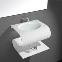 Washbasin Suspended Design - Solid Surface White Mat - 70x55 cm - Slide