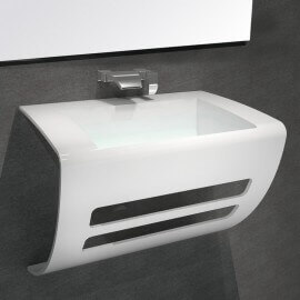 Diseño sostenible de lavabo - Mat blanco de superficie sólida - 60x38 cm- Elegance