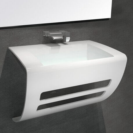 Washbasin Design sospeso - Solid Surface White Mat - 60x38 cm- Elegance