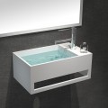 Lave Main avec porte serviette - Composite Blanc Mat - 50x30 cm - Wishes | Rue du bain