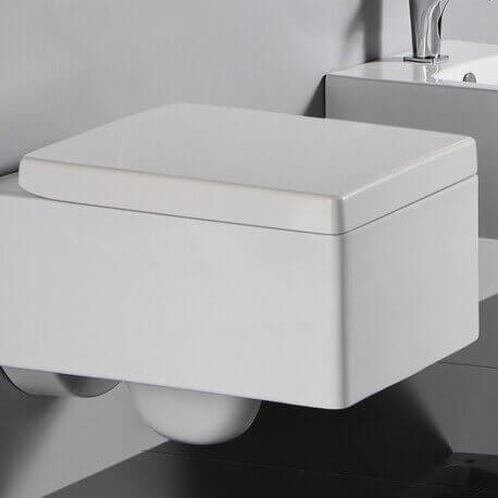 Rettangolare resistente Albero bianco per wc KUBE