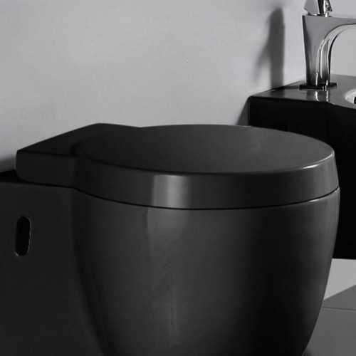 Slimming WC Design Suspended Black Duroplastic - Charm