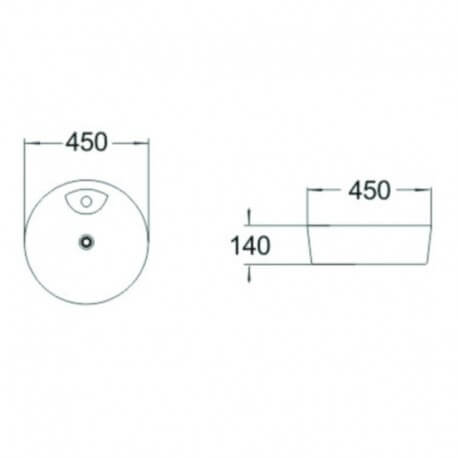 White matt ceramic round laying basin - Lodge