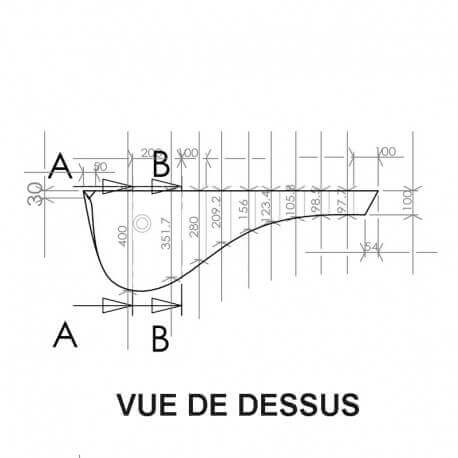 Grand Lavabo Suspendu Design - Solid Surface Blanc Mat - 120x40 cm- Virgule