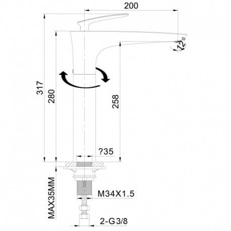Robinet Mitigeur Evier/Vasque Surélevé - Chromé - Concep't | Rue du Bain