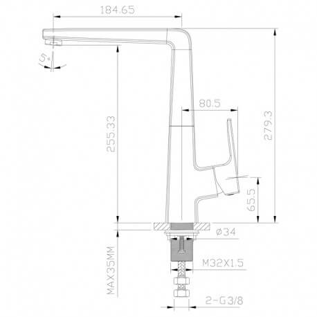 Evier/Vask Tap - Chromé - Quare