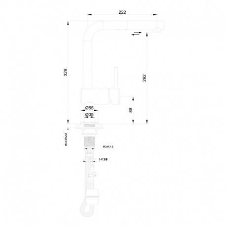 Rubinetto evier/bec estraibile - Spazzolato in acciaio inox - Stile