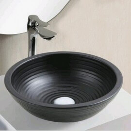 Vasque à Poser Ronde - Céramique Noire - 35 cm – Divali