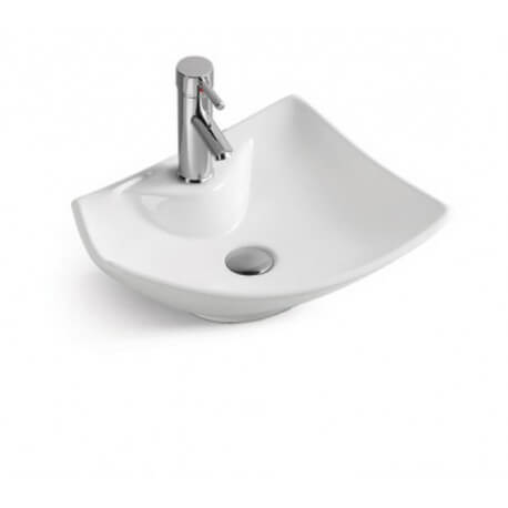 Layout basin with white ceramic faucet beach Feuille