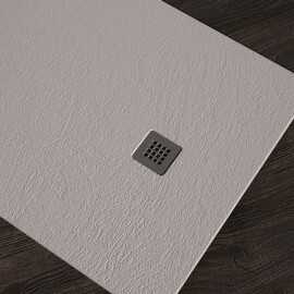 Receptor de ducha rectangular extra plana - resina blanca + rejilla y hueso incluidos 2