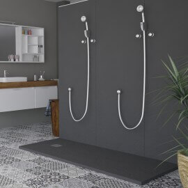 Rectangular extra plana ducha receptor - superficie sólida Antracita - Mineral 2