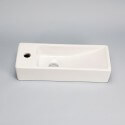 Lavaggio a mano rettangolare A sinistra - Ceramic White - 38x15 cm - Minimalist