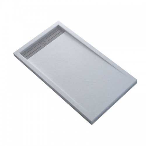 Ricevitore doccia rettangolare extra piatto con taglierina - Solid White Surface - SlimLine