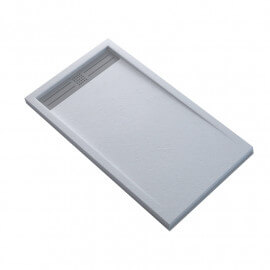 Rectangular extra plana ducha receptor con cutter - superficie blanca sólida - SlimLine