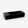 Hand wash Rectangular Left Ceramic Black - 38x15 cm - Minimalist