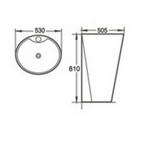 Totem de lavabo Ronda - Cerámica blanca - 53x81 cm - Estrella