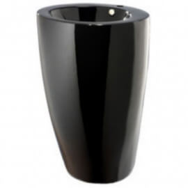 Lavabo Totem Rond - Céramique Noir brillant - 50x85 cm - Ove