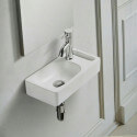 Lavado a mano recta rectangular con toallero - Cerámica blanca - 44x22 cm - Pratic