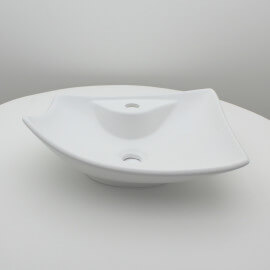 Vasque à Poser avec Plage de robinetterie - Céramique Blanc Mat - 49x38 cm - Feuille