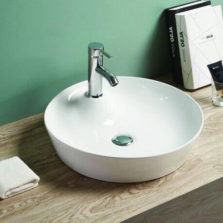 White matt ceramic round laying basin - Lodge