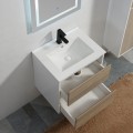Meuble de salle de bain 2 tiroirs - Blanc et Chêne Gris - Vasque - 60 x 46 cm - Scandinave | Rue du Bain
