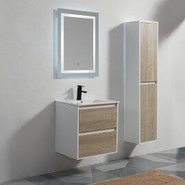 Mobili da bagno 2 cassetti - Bianco e rovere grigio - Vasque - 60 x 46 cm - Scandinavo - Rue du Bain 2