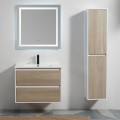 Mueble de baño 2 Dibujos - Blanco y Roble Gris - Vasque - 80x46 cm - Escandinavia