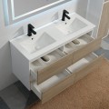 Meuble de salle de bain 4 Tiroirs - Blanc et Chêne Gris - Double vasque - 120x46 cm - Scandinave | Rue du Bain