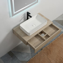 Under-sink worktop - Wood-coloured veneer - 90x50 cm - Tendance |Rue du Bain 2