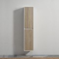 Colonna del bagno 2 porte - Bianco e rovere grigio - 160x35x30 cm - Scandinavia